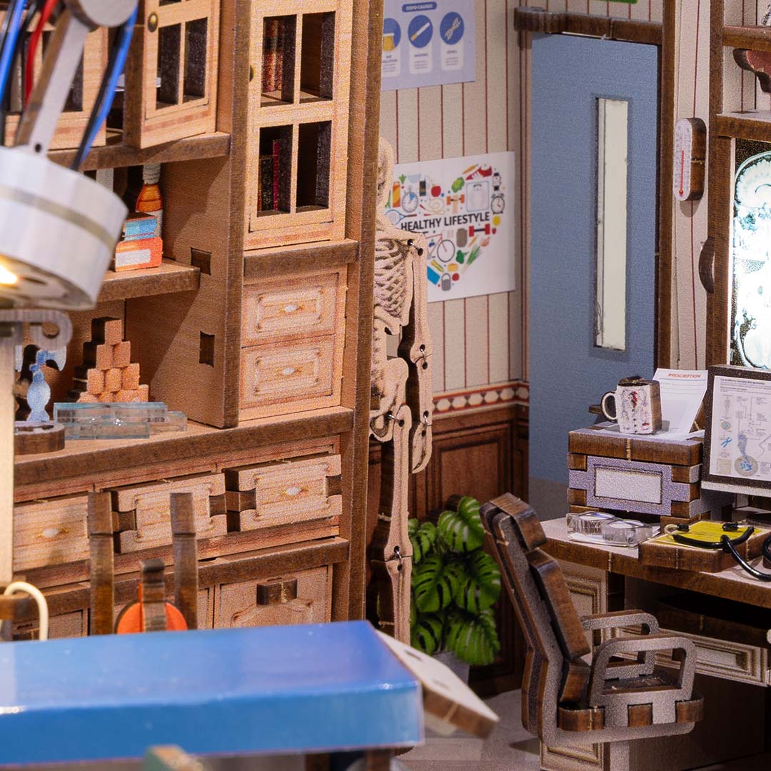 Doctor's Office DIY Wooden Book Nook Shelf Insert