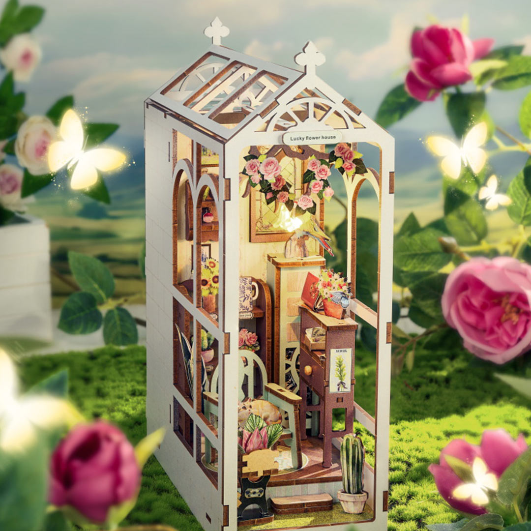 Lucky Flower House DIY Wooden Book Nook Shelf Insert – Fifijoy
