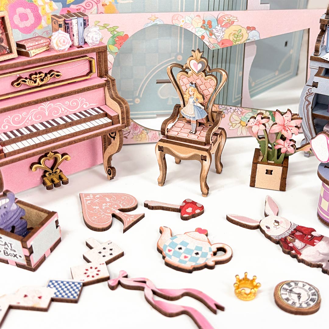 Alice's Tea Party Diary DIY Wooden Book Nook Kit