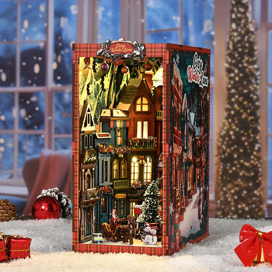 Christmas Corner DIY Wooden Book Nook Shelf Insert