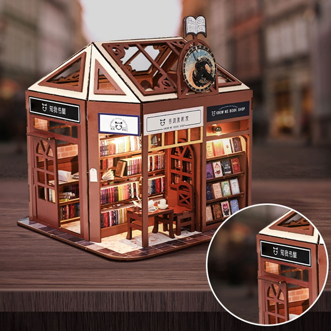 Street View Bookstore DIY Miniature Dollhouse Kit