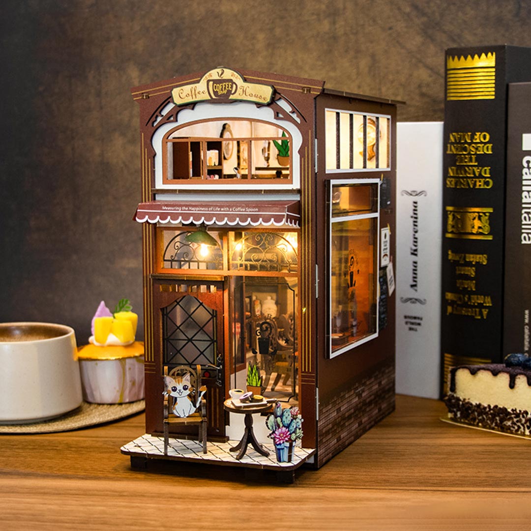 Coffee House DIY Wooden Book Nook Shelf Insert