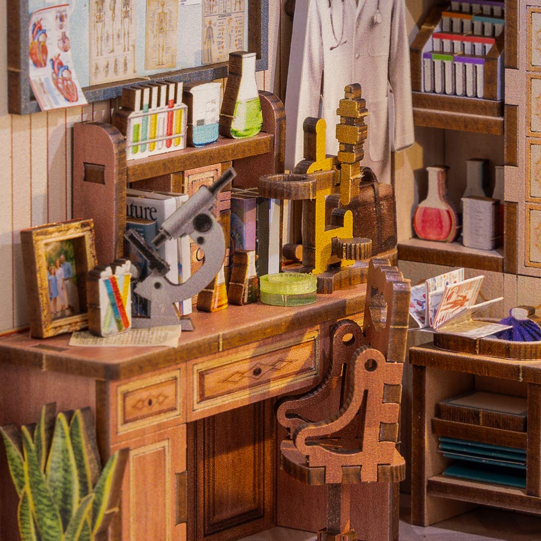 Doctor's Office DIY Wooden Book Nook Shelf Insert