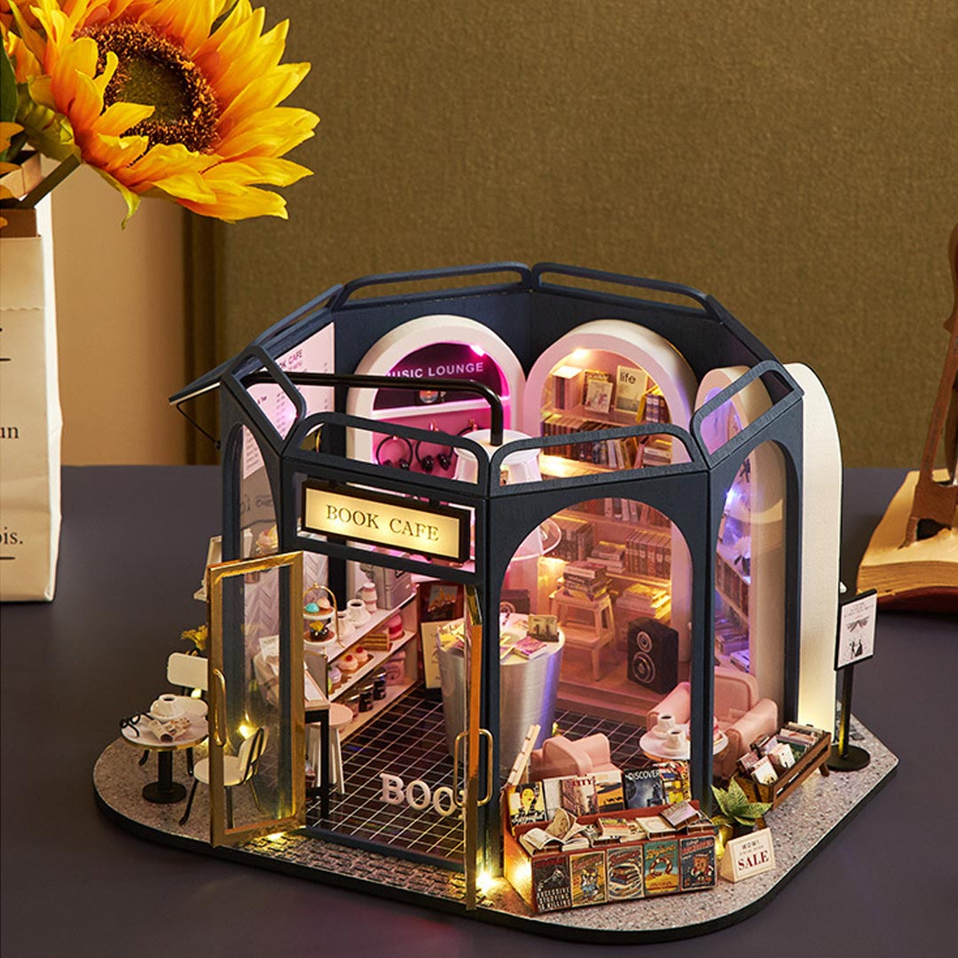 Book Cafe DIY Wooden Miniature House Kit