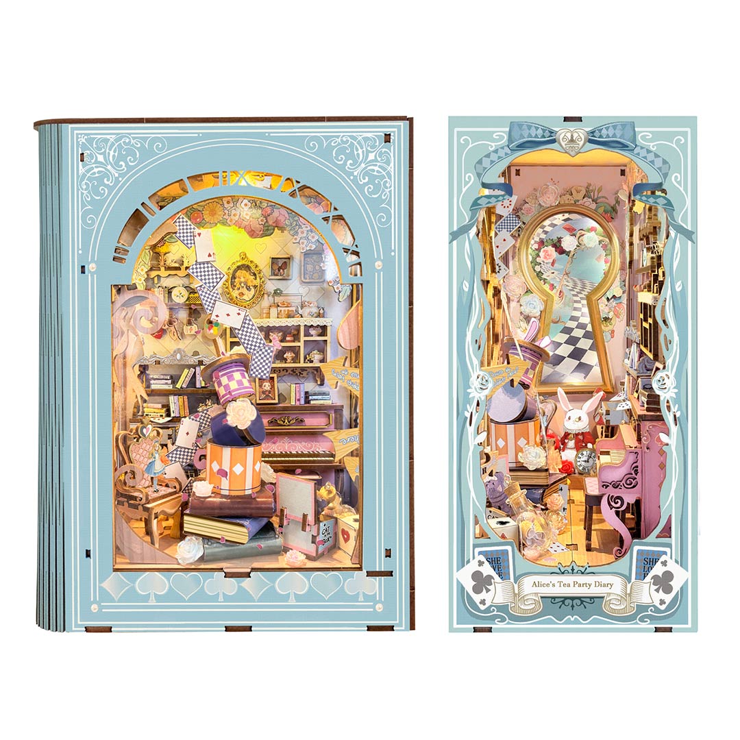 Alice's Tea Party Diary DIY Wooden Book Nook Kit