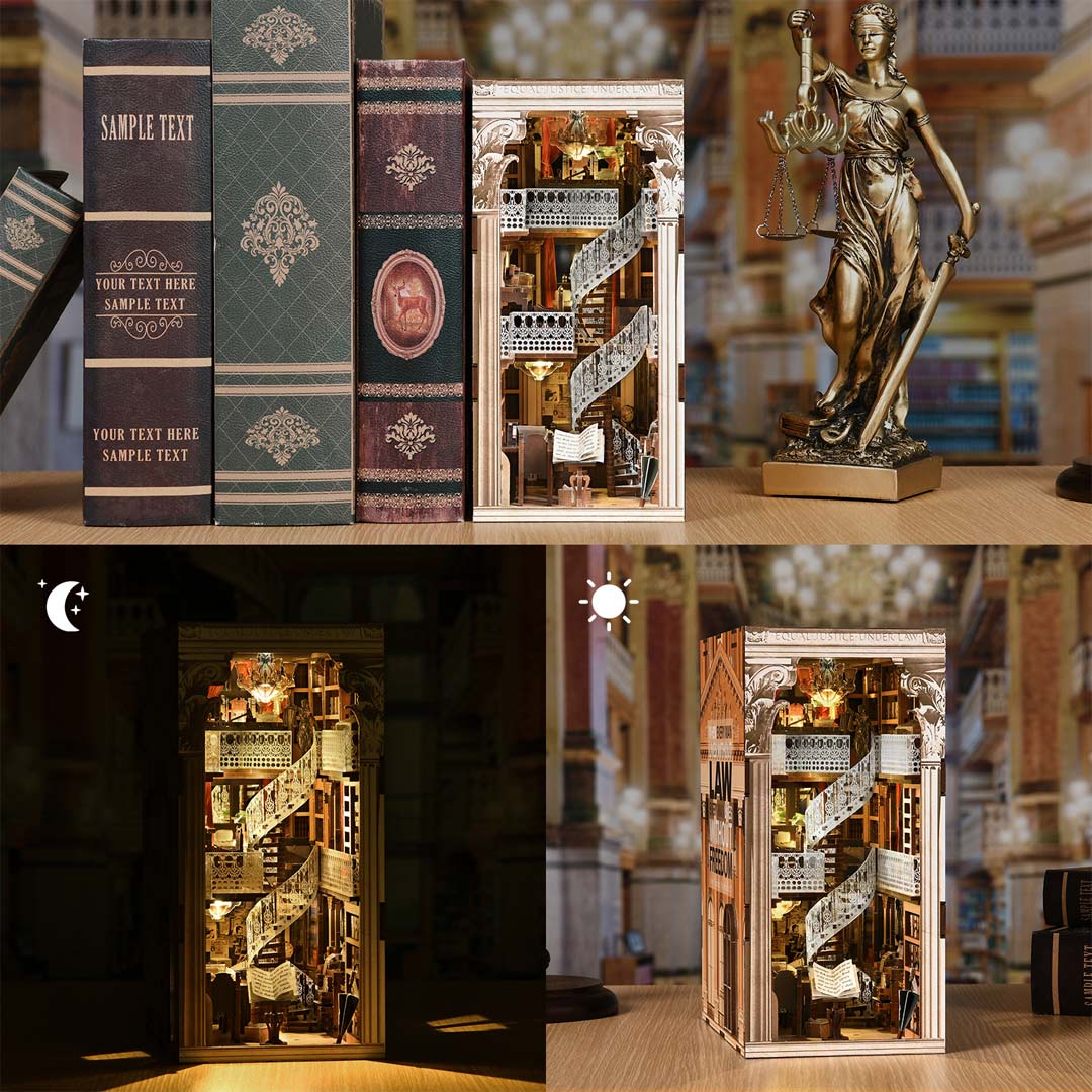 Law Library DIY Wooden Book Nook Shelf Insert