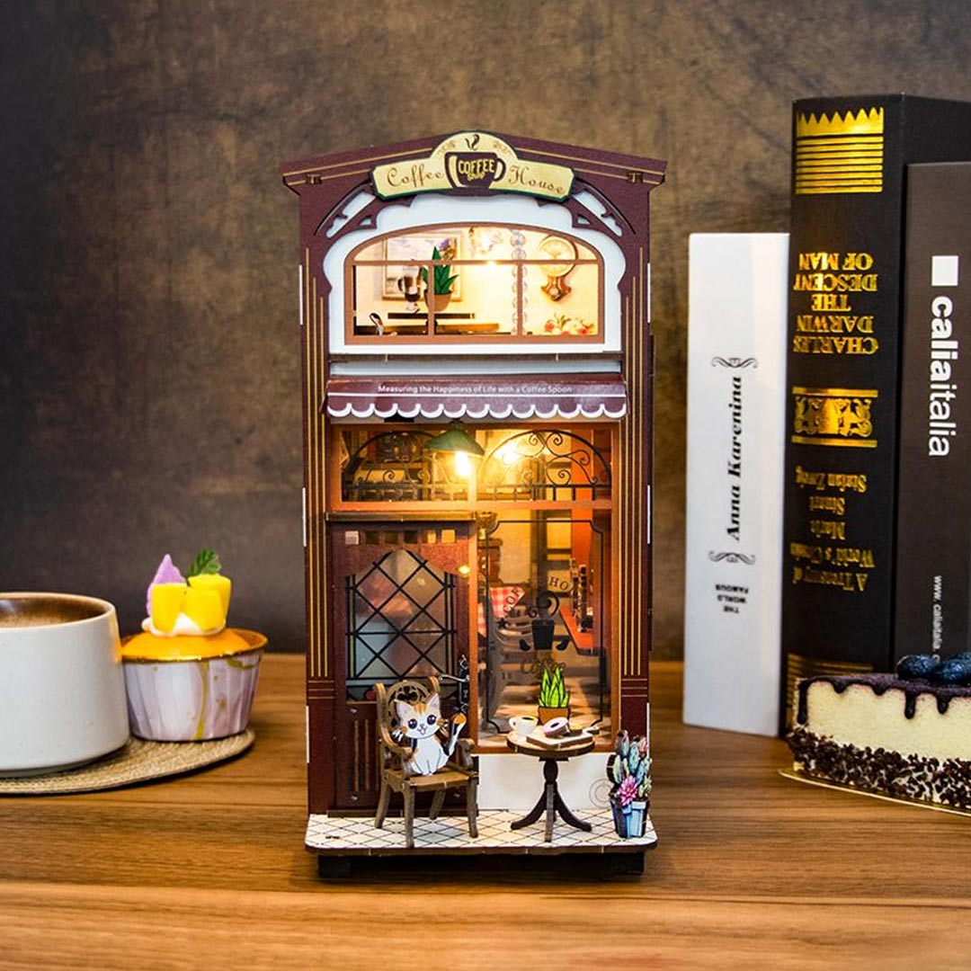 Coffee House DIY Wooden Book Nook Shelf Insert
