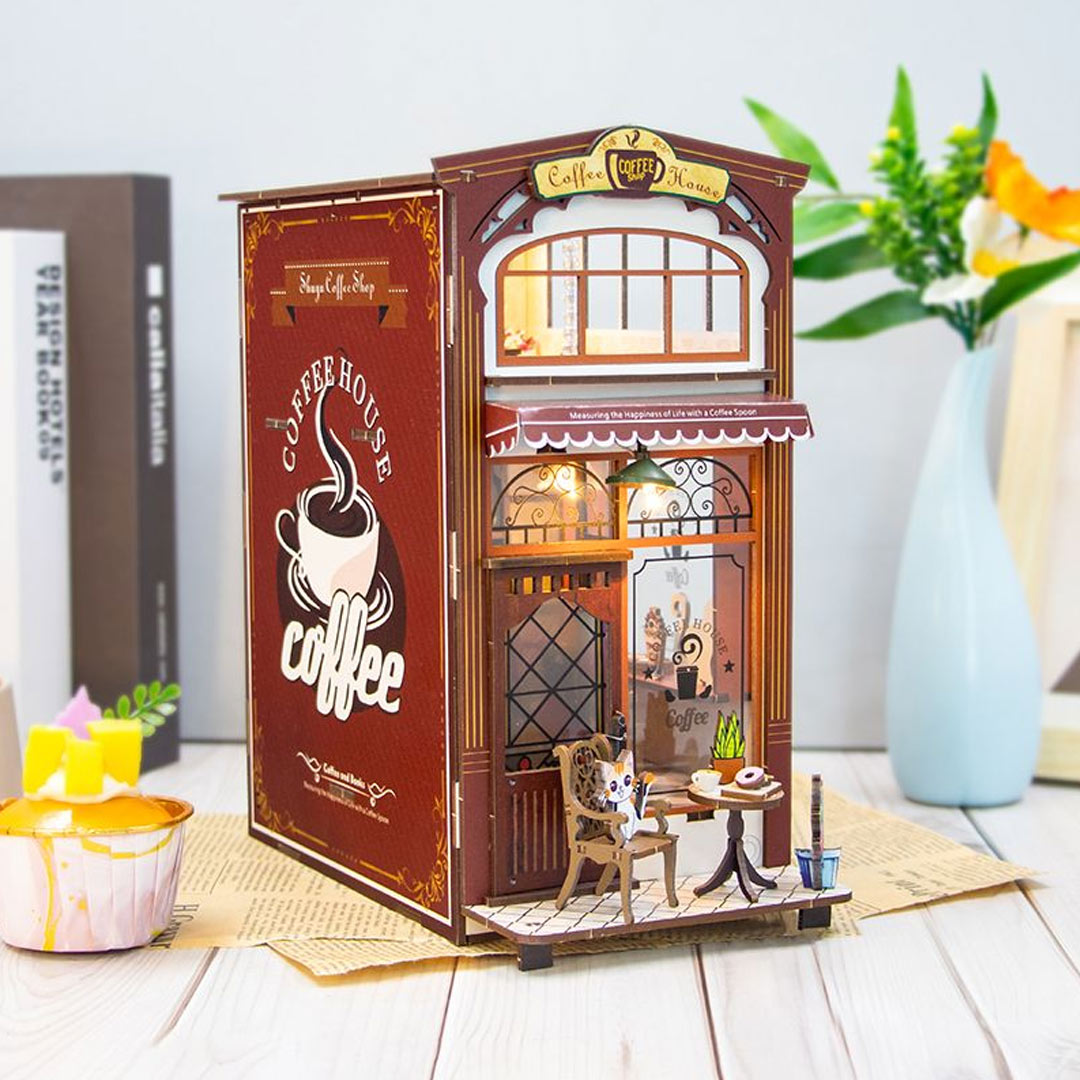 Coffee House DIY Wooden Book Nook Shelf Insert