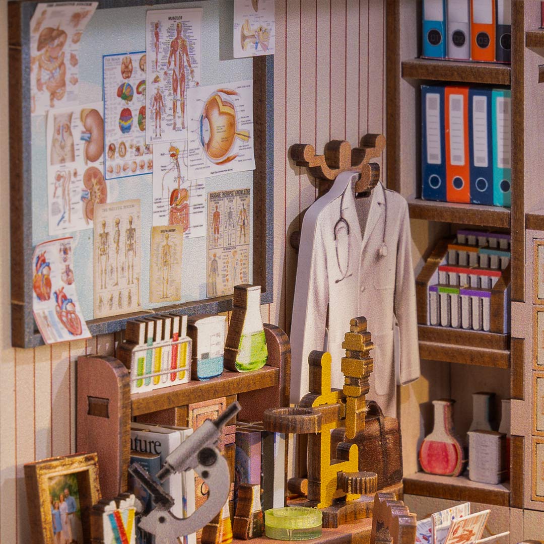 Doctor's Office DIY Wooden Book Nook Shelf Insert