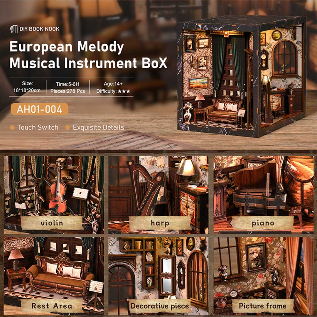 European Melody DIY Wooden Book Nook Shelf Insert