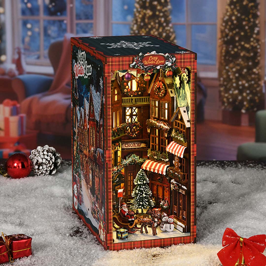 Christmas Corner DIY Wooden Book Nook Shelf Insert