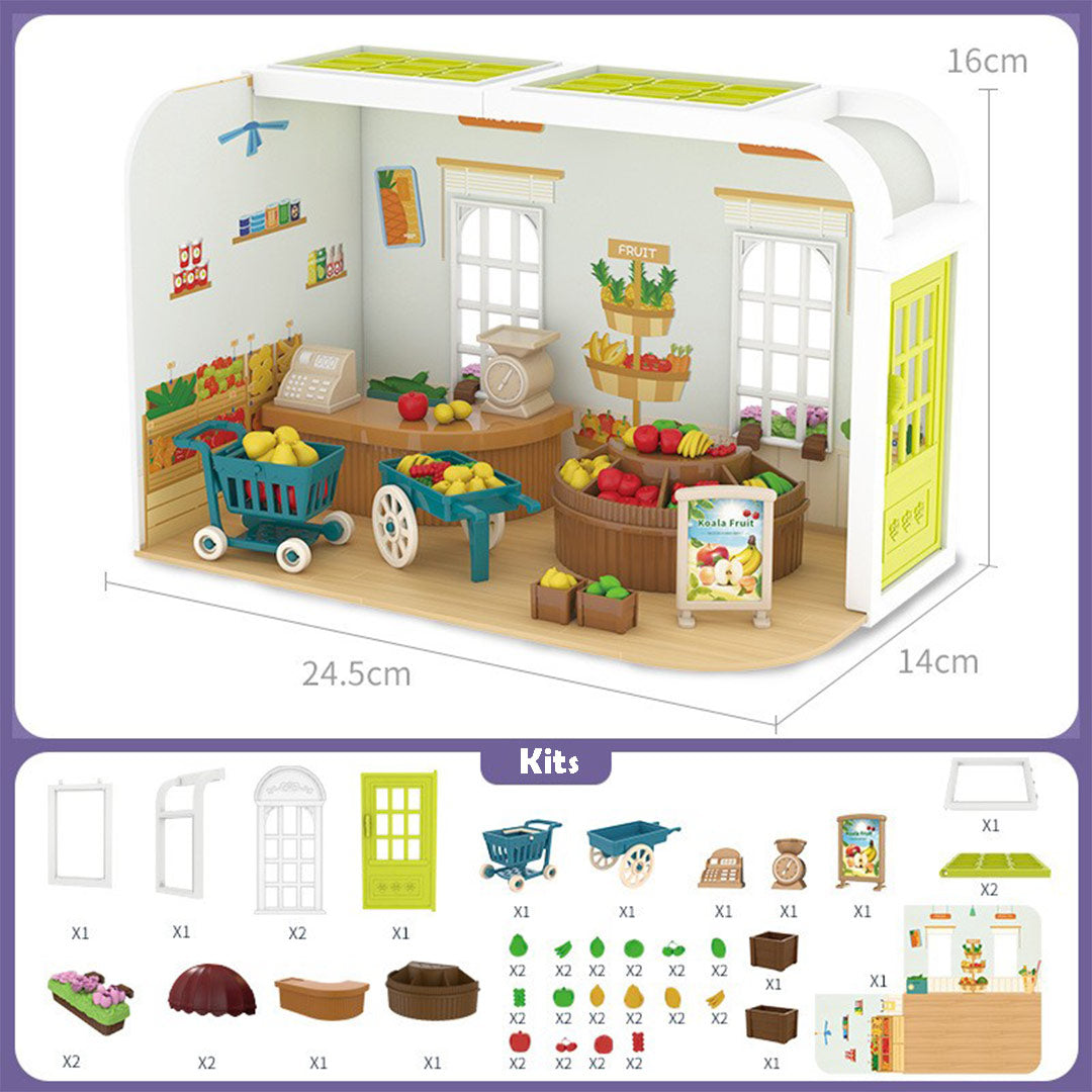 Mini Scene Kitchen Bedroom Dollhouse Kit