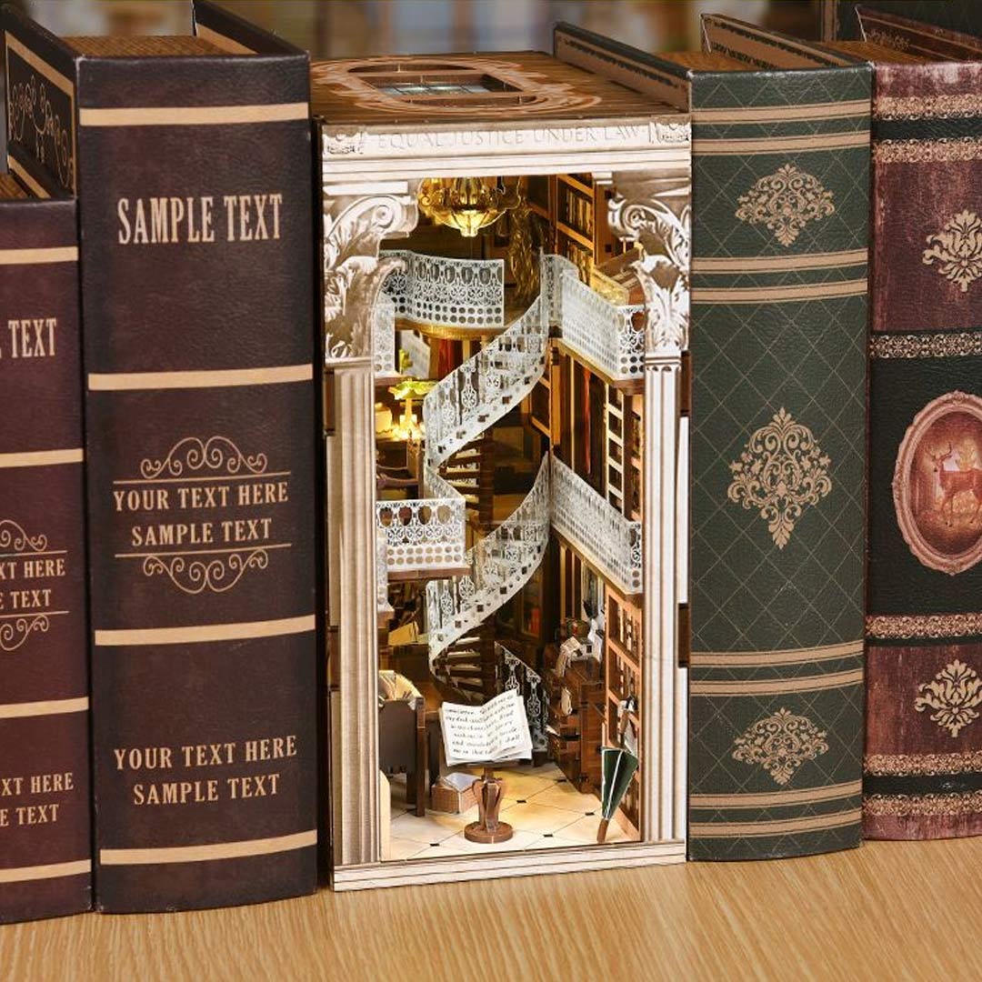 Law Library DIY Wooden Book Nook Shelf Insert