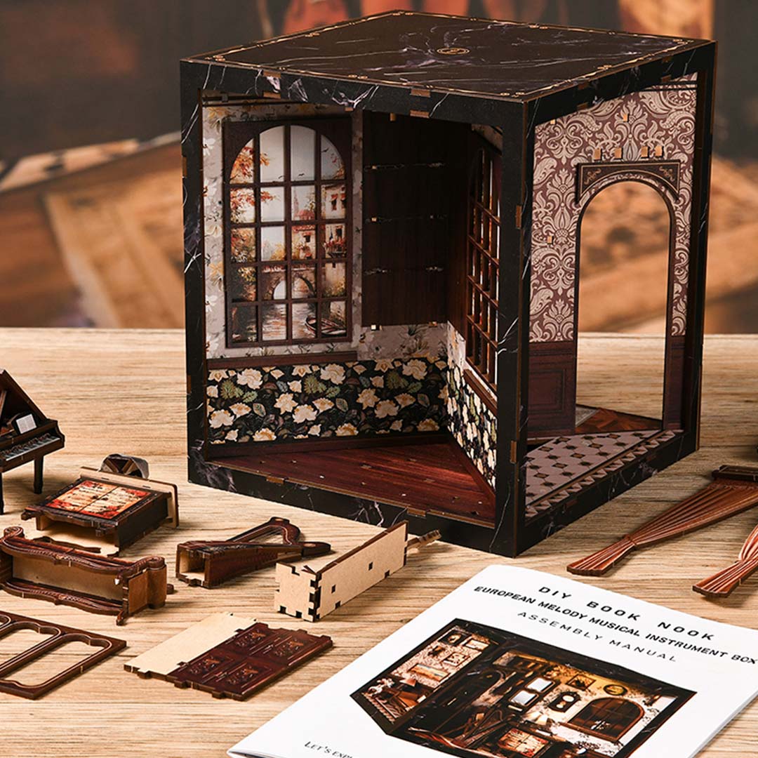 European Melody DIY Wooden Book Nook Shelf Insert