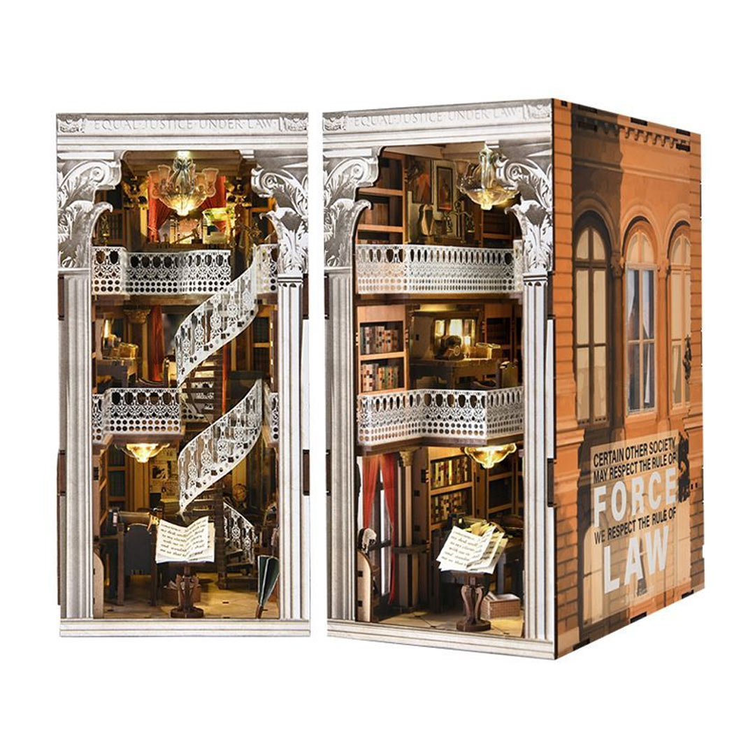 Law Library DIY Wooden Book Nook Shelf Insert