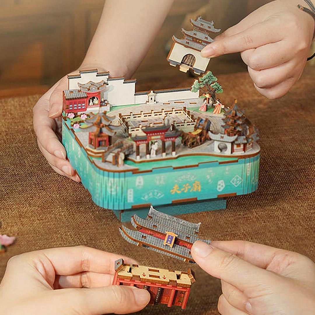Confucius Temple DIY Wooden Music Box