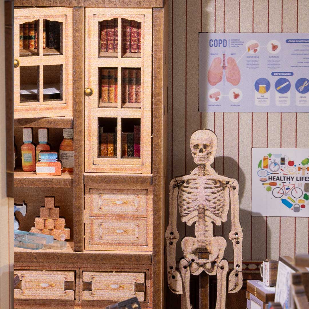 Doctor's Office DIY Wooden Book Nook Shelf Insert