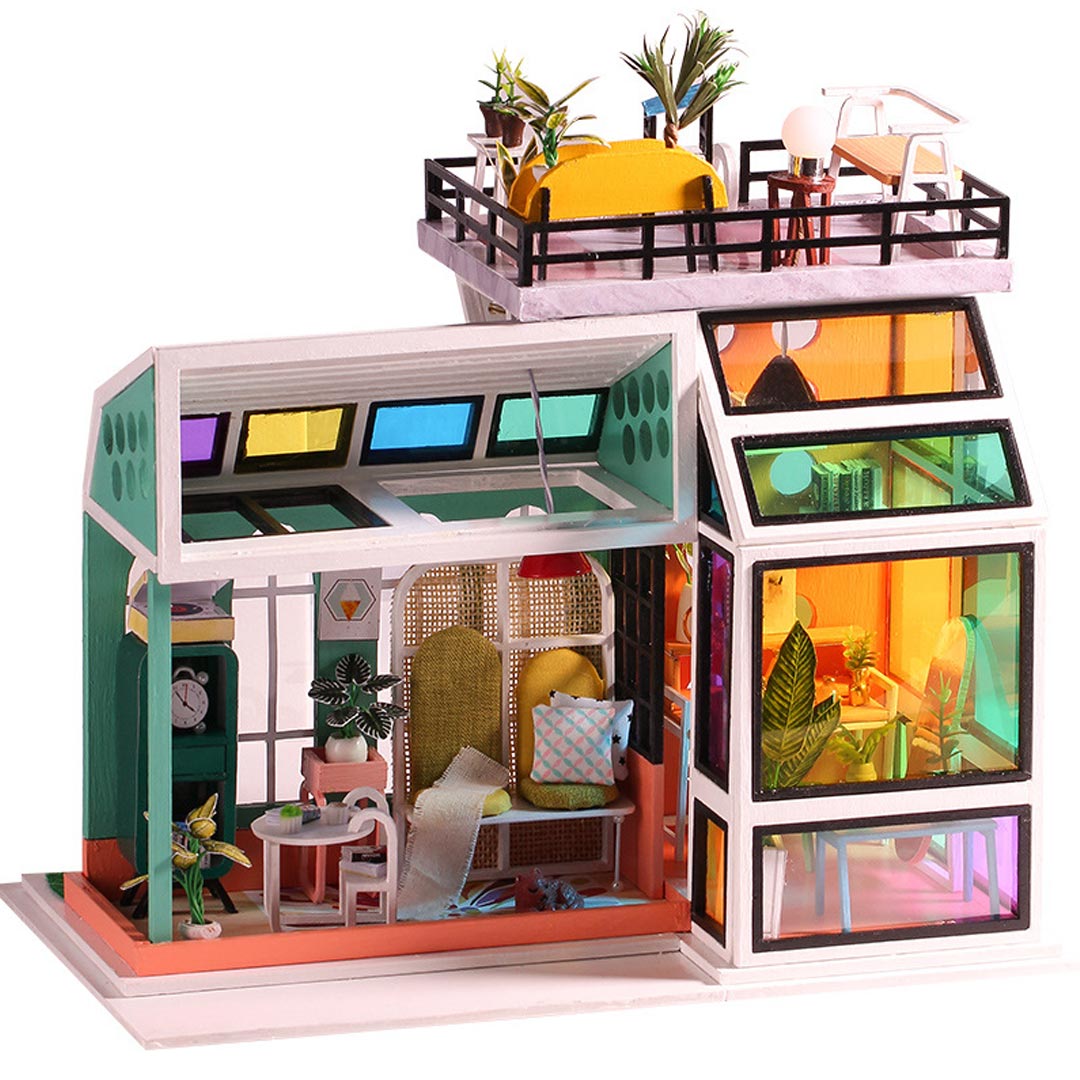 Stained Glass House DIY Dollhouse Miniature Kit