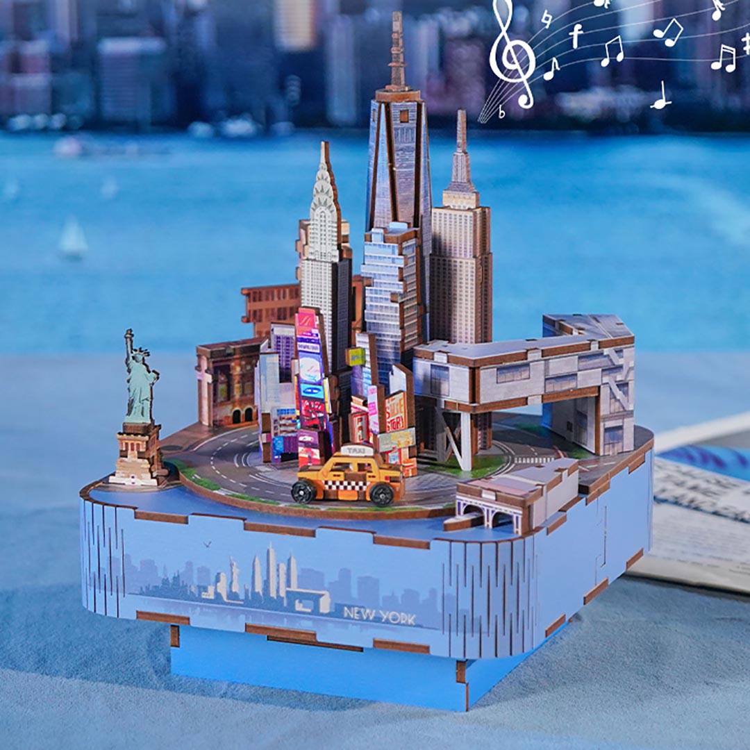 Fashionable New York DIY Wooden Music Box