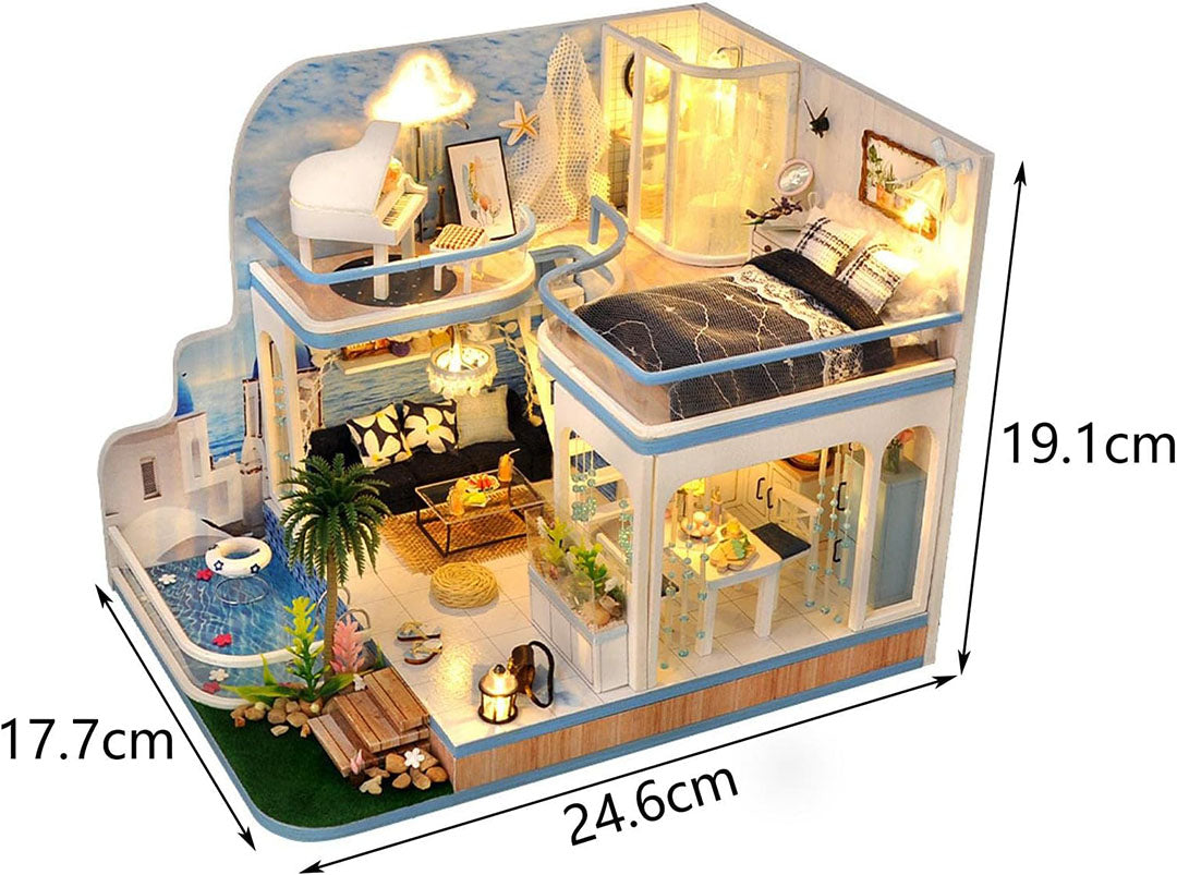 Light Blue Imprint DIY Miniature House Kit
