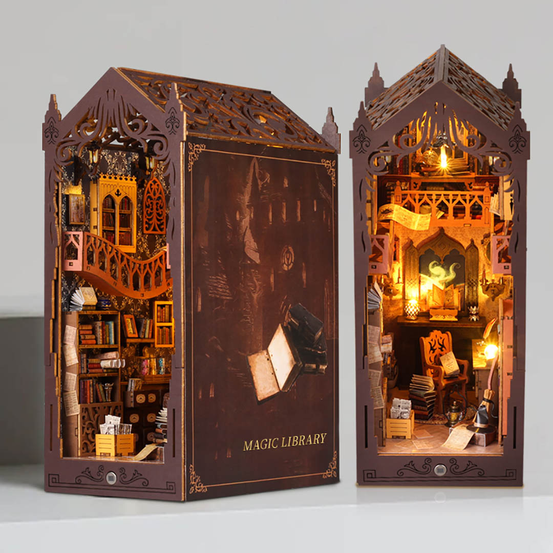 Magic Library Wooden Book Nook Shelf Insert