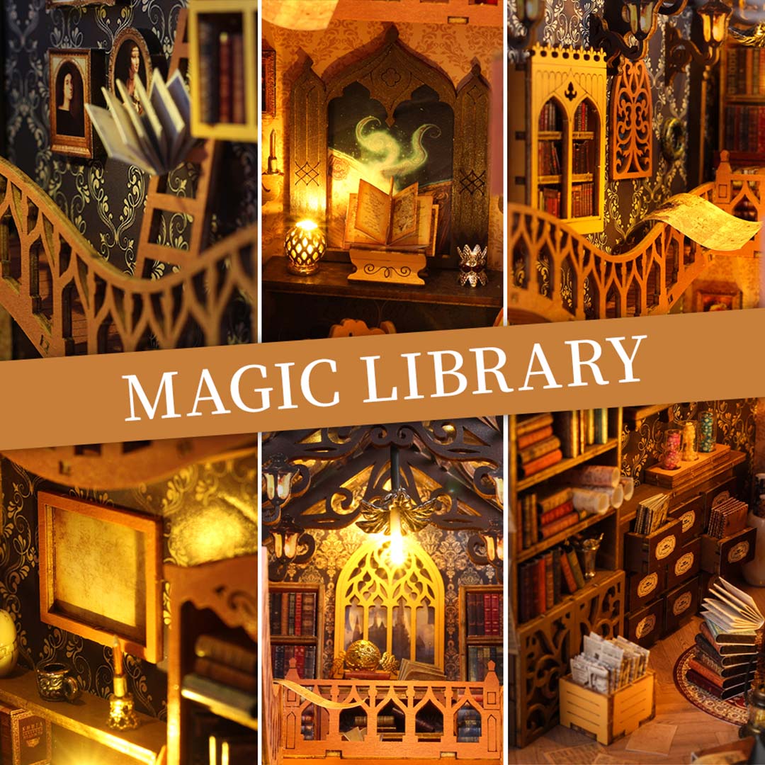 Magic Library Wooden Book Nook Shelf Insert