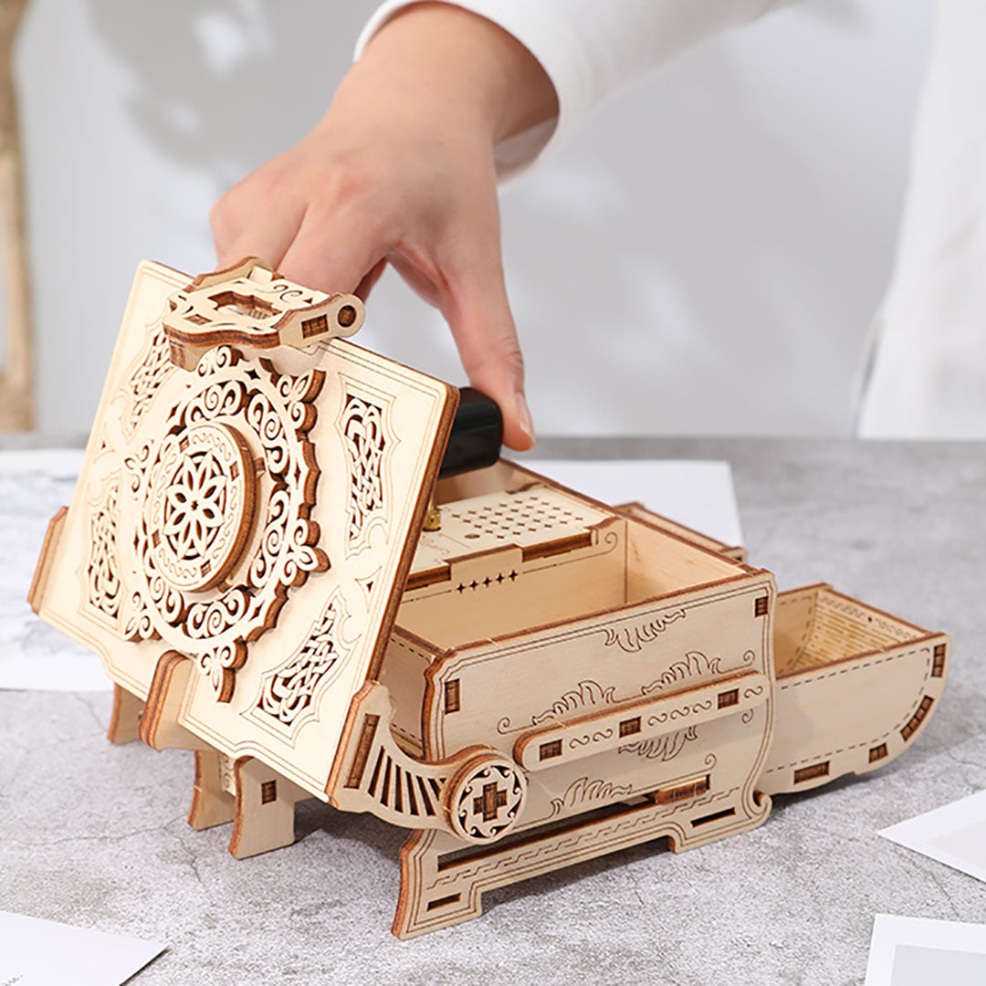 Music Box 3D Wooden Mechanical Jewelry Box