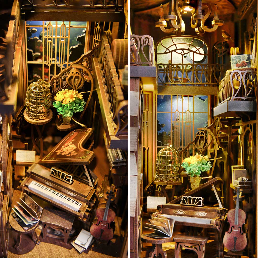 Pianist with Nightingale DIY Wooden Book Nook Kit