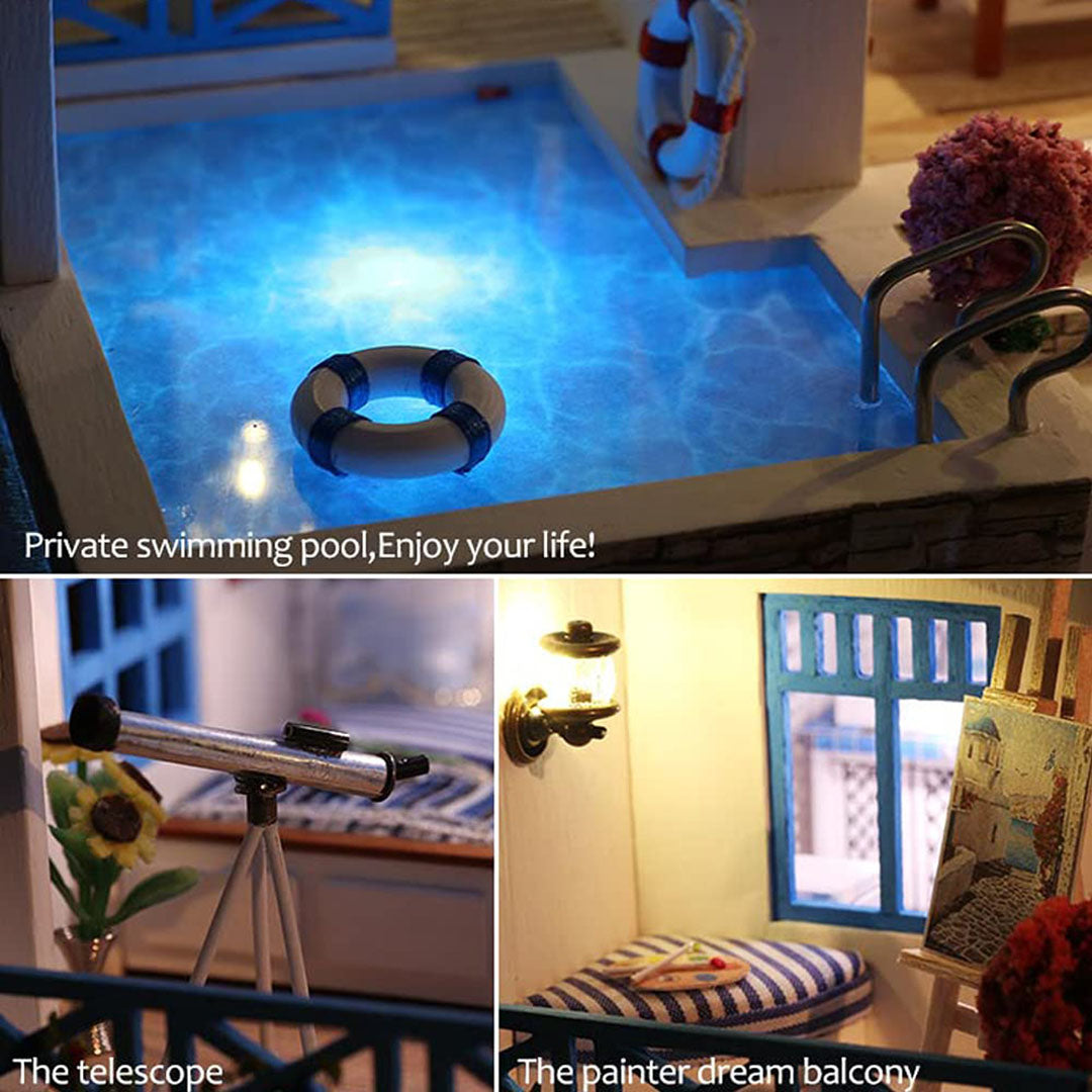 Blue And White Town DIY Miniature Dollhouse Kit Fifijoy Blue and white town diy miniature dollhouse kit fifijoy