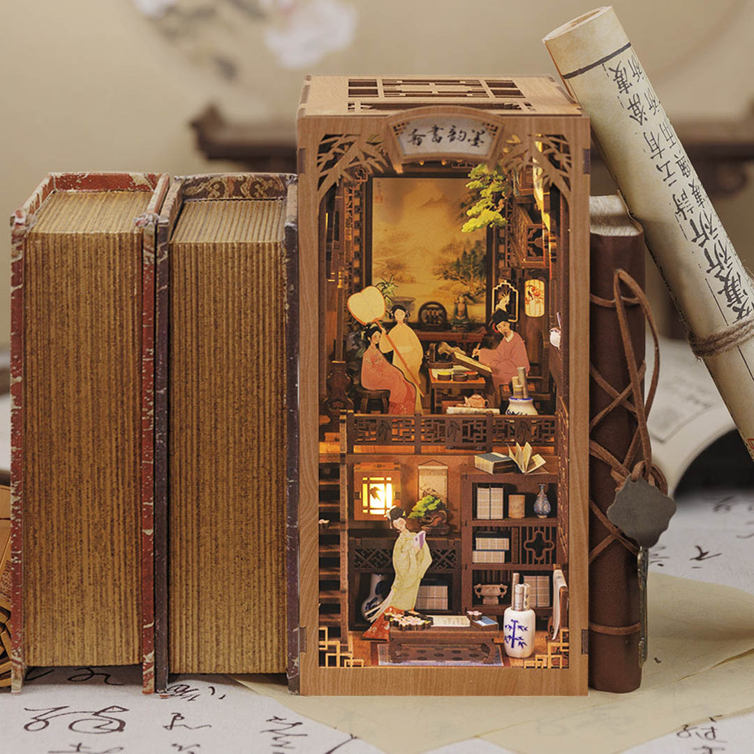 Ink Rhyme Bookstore DIY Wooden Book Nook Kit Bookshelf Inserts