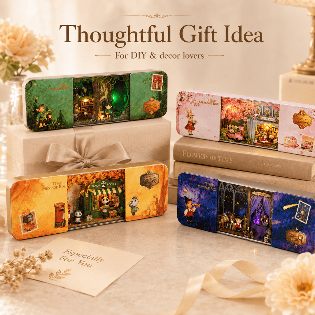 Time Message Box Series DIY Miniature Kit – 4 Collectible Designs – Fifijoy