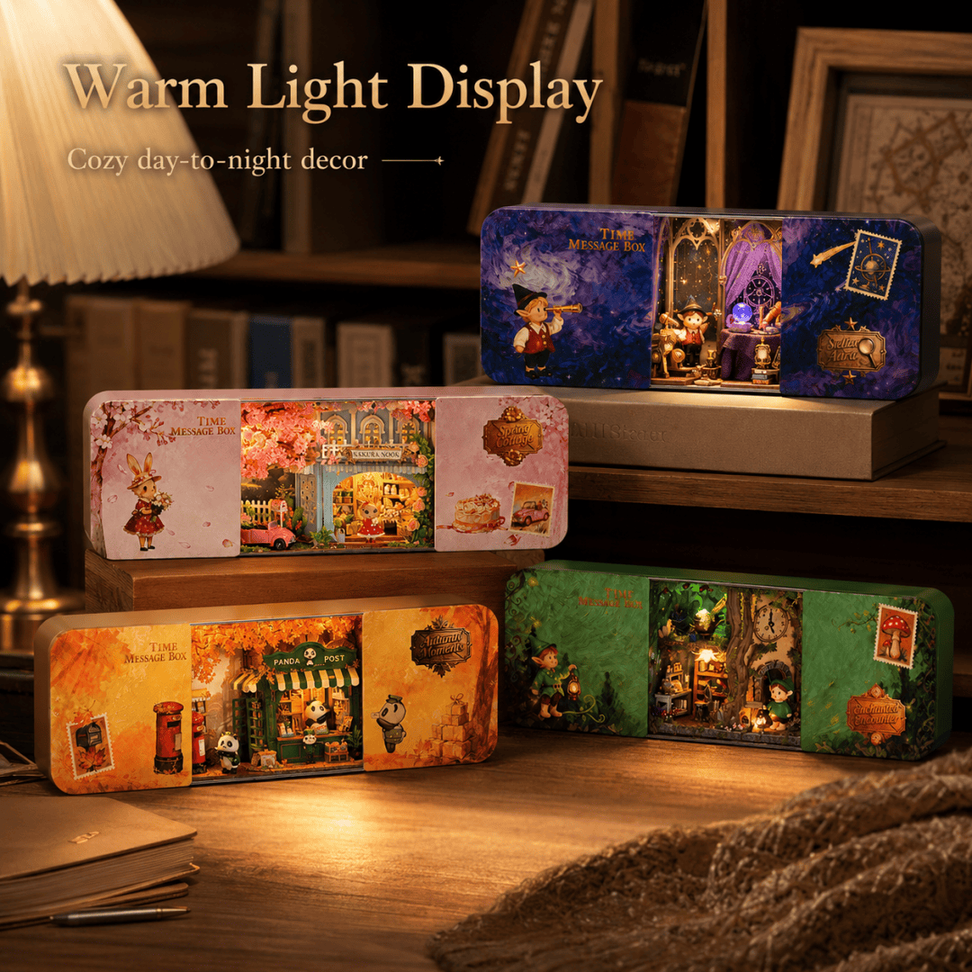 Time Message Box Series DIY Miniature Kit – 4 Collectible Designs – Fifijoy