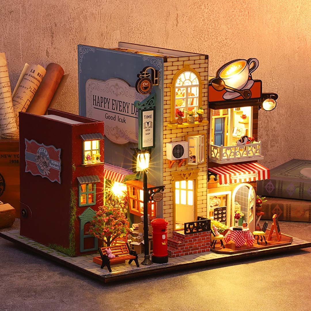 Coffee Book Street DIY Miniature Dollhouse Kit