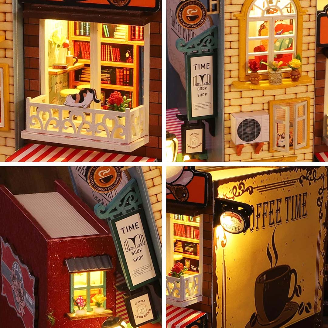 Coffee Book Street DIY Miniature Dollhouse Kit