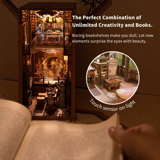 Elegant Song Dynasty DIY Wooden Book Nook Bookshelf Insert