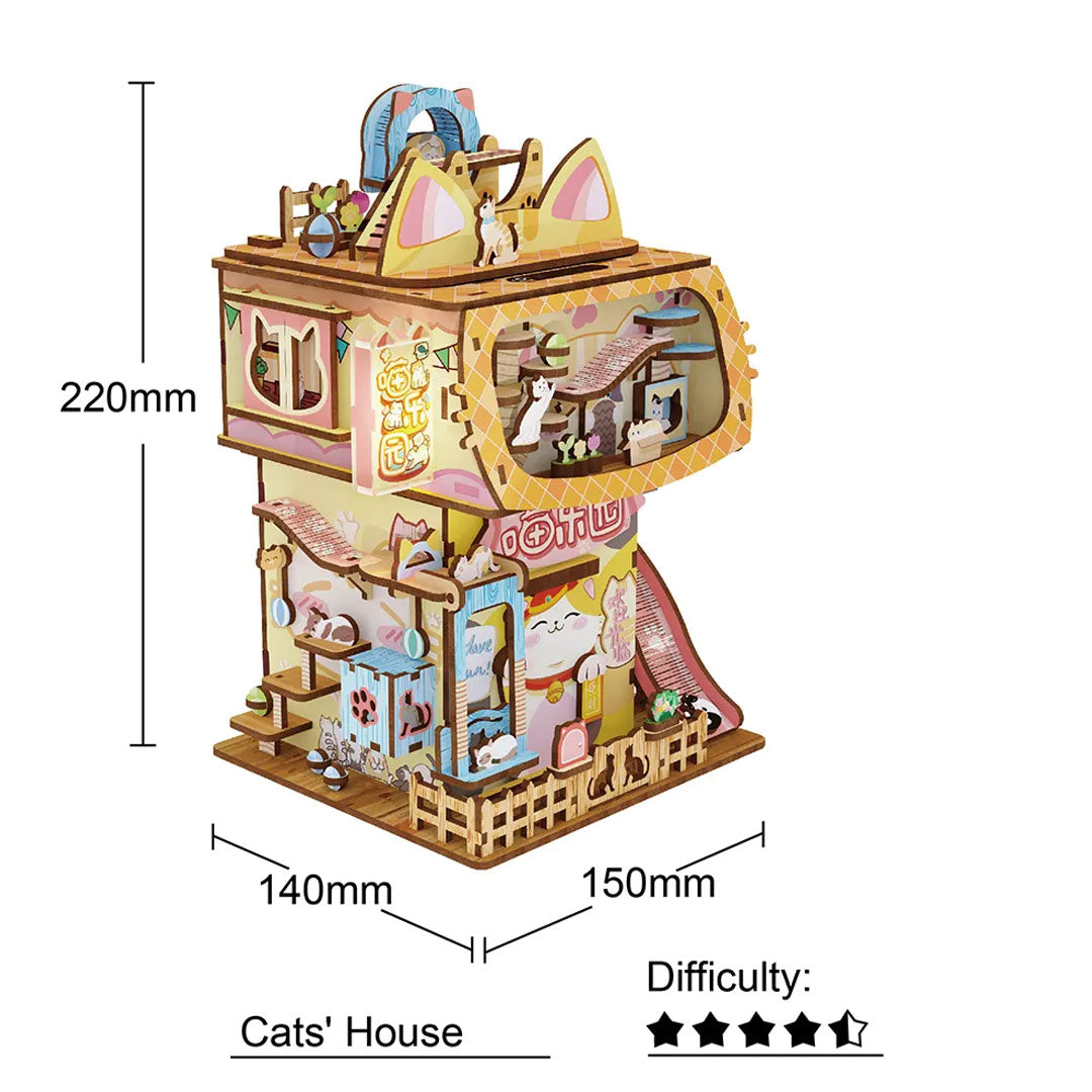 Cats' House 3D Puzzle Miniature Storage House