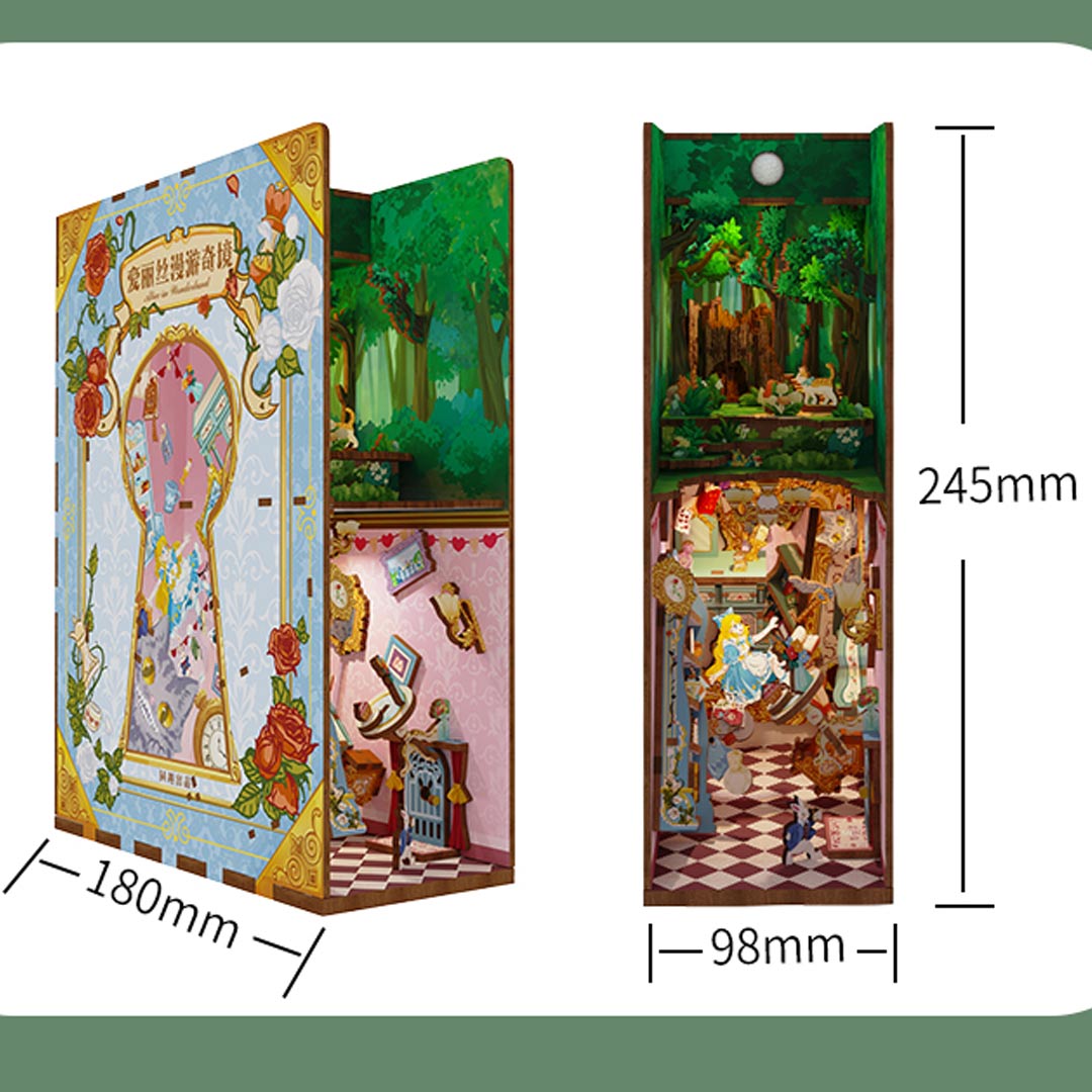 Alice in Wonderland Wooden Puzzle Book Nook Kit