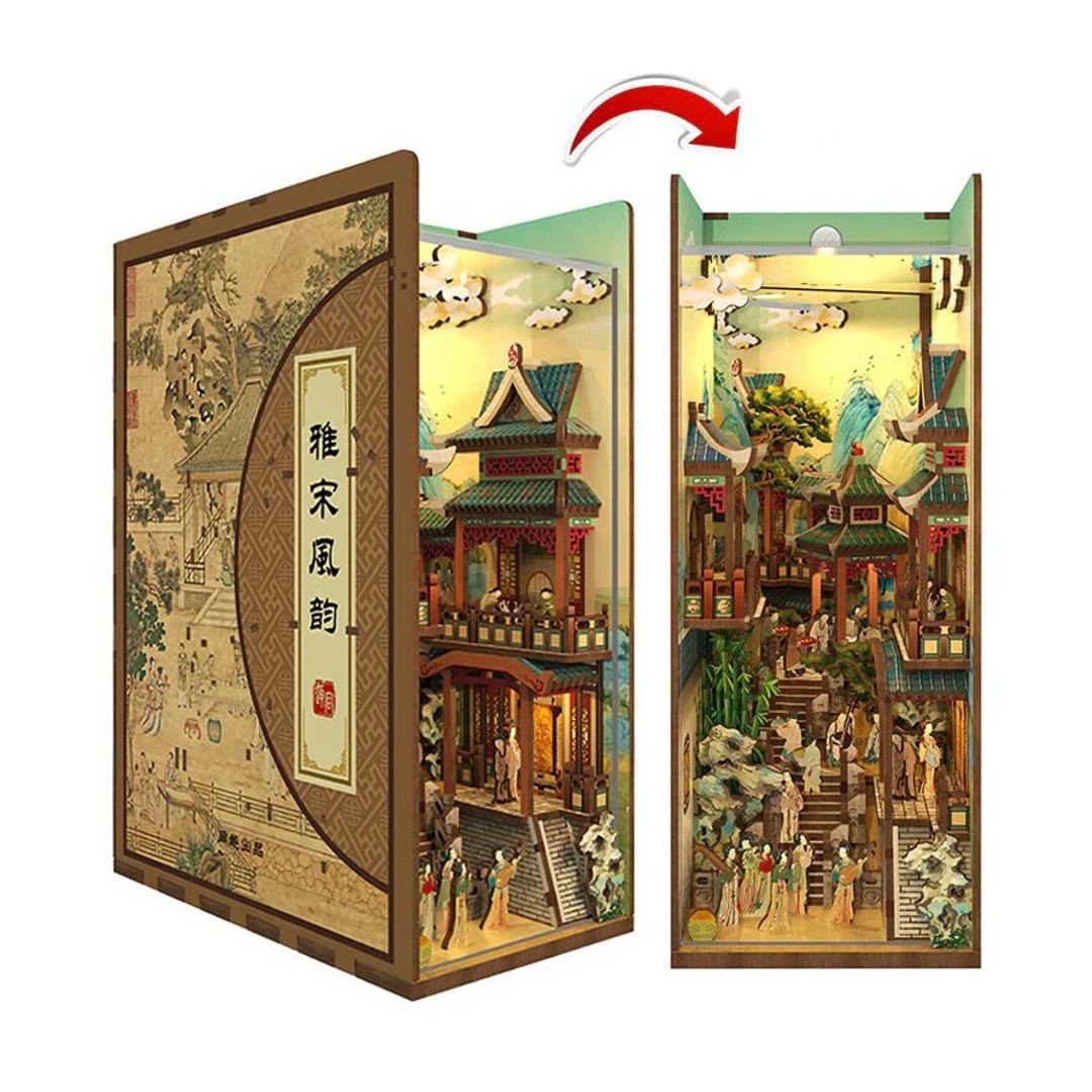 DIY Wooden Book Nook Shelf Insert Kits Song Dynasty